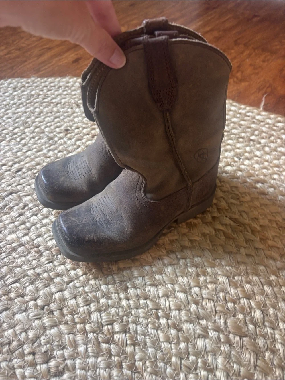 Kids Brown Western Pull-On Boots- Arita